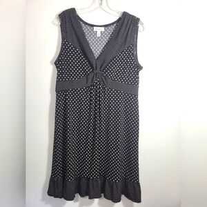 Dress Barn black with white polka dots mini dress women's 14  #1996
